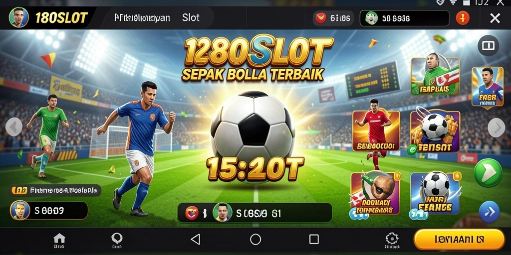 Tampilan gameplay 180SLOT dengan tema sepak bola yang mendebarkan.
