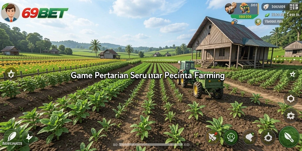 Tampilan seru gameplay 69BET dengan aktivitas bertani.