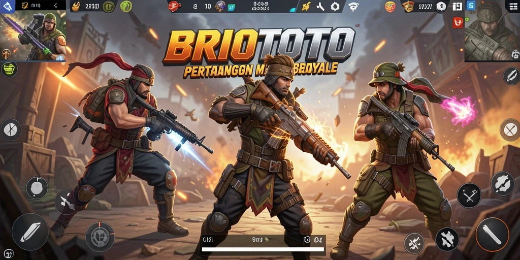 Screenshot BRIOTOTO menampilkan aksi intens dalam laga Battle Royale.