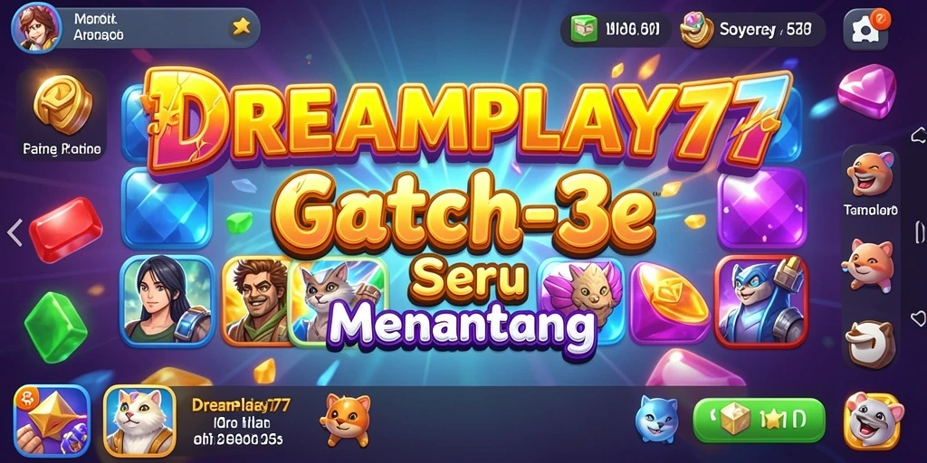 Tampilan gameplay seru di DREAMPLAY77 dengan tantangan Match-3.