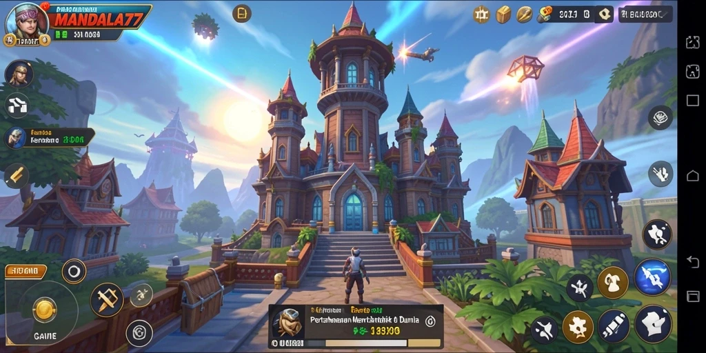 Screenshot gameplay MANDALA77 yang menampilkan strategi Tower Defense yang menantang.