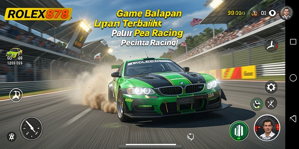 Gameplay seru balapan di ROLEX878 dengan berbagai kendaraan dan trek.