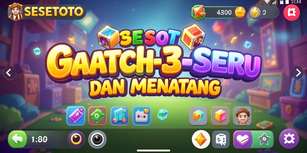 Screenshot gameplay SESETOTO yang menampilkan aksi Match-3 yang menarik.
